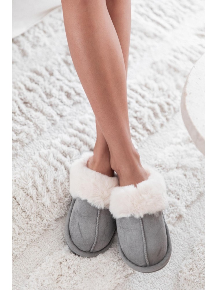 LILY GREY FUR SLIPPERS